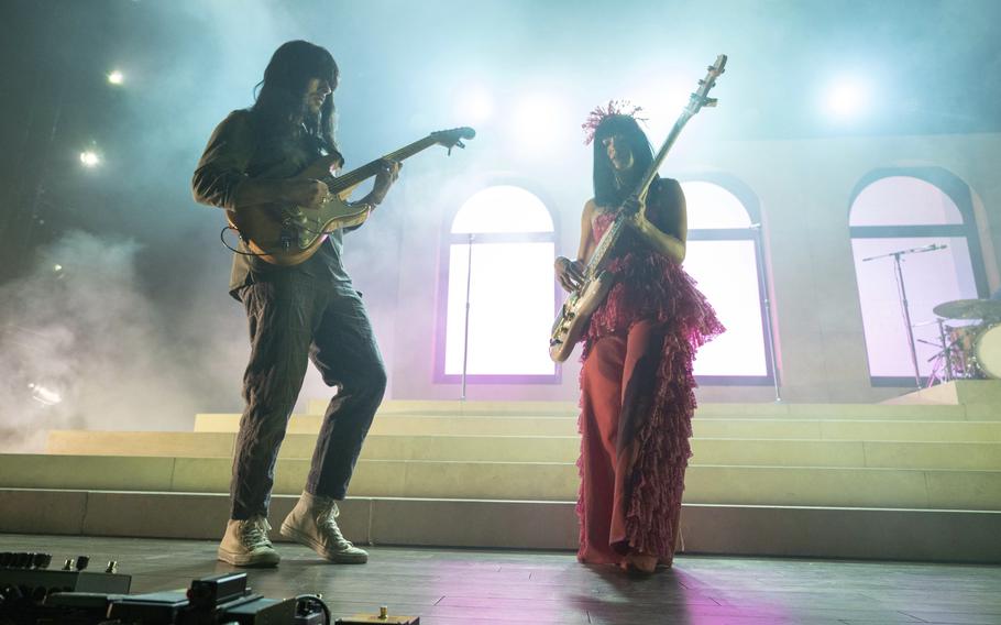 Mark Speer, left, and Laura Lee Ochoa, of Khruangbin perform on Sept. 28 at The Eastern in Atlanta. 