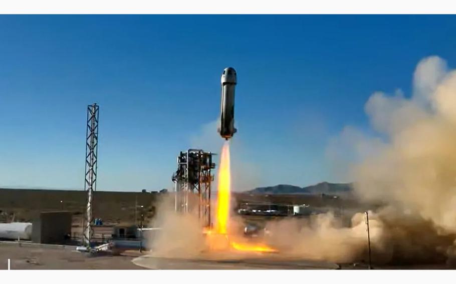 A Blue Shepard New Shepard launch on the NS-20 mission takes six passengers into space from West Texas on March 31, 2022. 