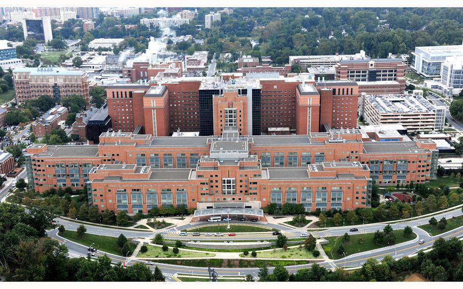 An aerial view of the NIH campus as seen in September 2014.