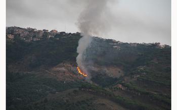 Smoke caused by an Israeli airstrike rises in Rachaya Al-Fakhar, Lebanon, on June 18, 2024. 