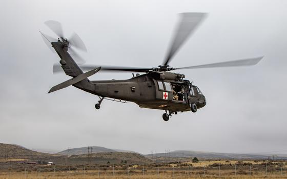 A UH-60 Black Hawk helicopter assigned to U.S. Army Air Ambulance ...