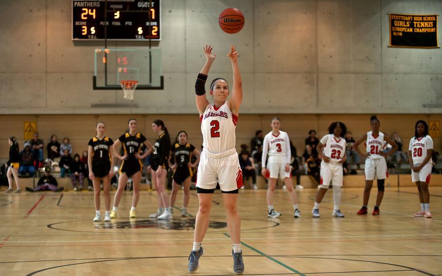 Elizabeth Marriott shoots a free throw after a technical foul.