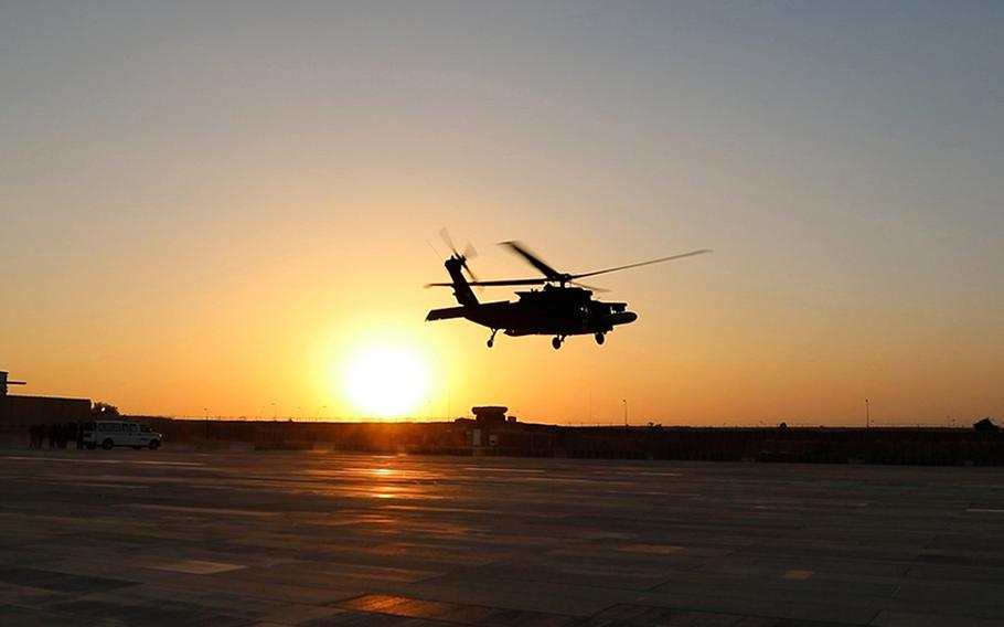 US helicopter at Al Asad Air Base in Iraq