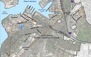 A map of Joint Base Pearl Harbor-Hickam.