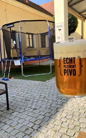 Parents can kick back with a freshly brewed beer while watching their kids play at the Purkmistr brewery, restaurant and spa hotel in Pilsen, Czech Republic.