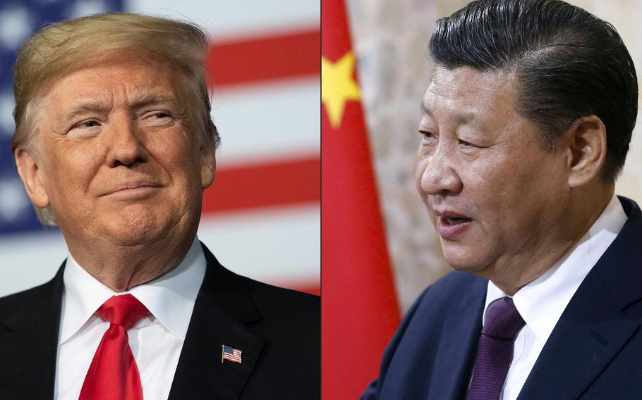 Side-by-side portraits of Donald Trump and Xi Jinping.