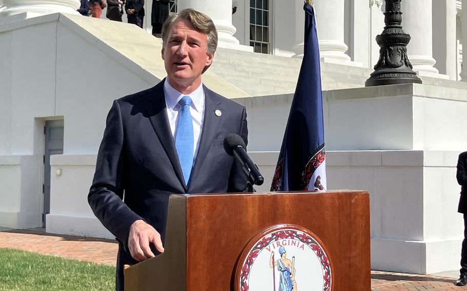 Virginia Gov. Glenn Youngkin delivers remarks about the legislature's state budget proposal at the Capitol in Richmond on March 7, 2024.
