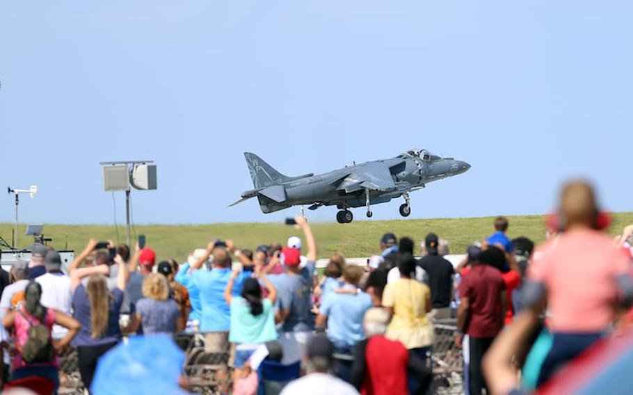 A U.S. Marine Corps AV-8B Harrier performs at the Cleveland National Air Show. This year's Cleveland National Air Show features a slew of exciting aviation spectacles at Burke Lakefront Airport.