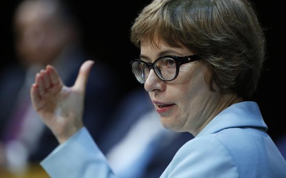 Ksenia Yudaeva, first deputy governor of Russia's central bank, gestures while speaking during the Emerging + Frontier Forum 2019 at Bloomberg's European headquarters in London, U.K., on Tuesday, June 25, 2019. MUST CREDIT: LUKE MACGREGOR/BLOOMBERG