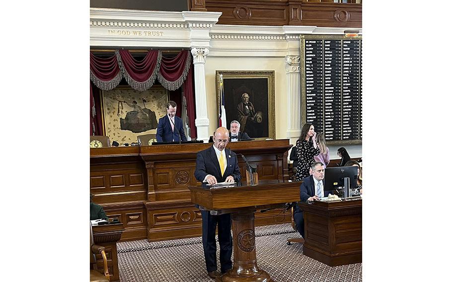 Rep. Matt Shaheen attends a hearing in the Texas Capitol on March 31, 2023.