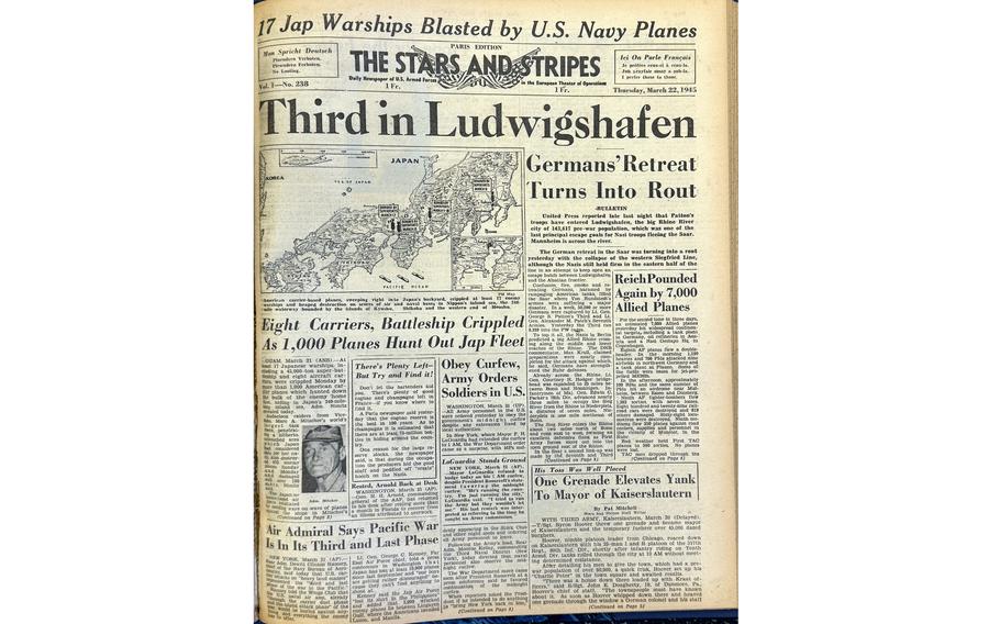 A page of a Stars and Stripes newspaper showing an article