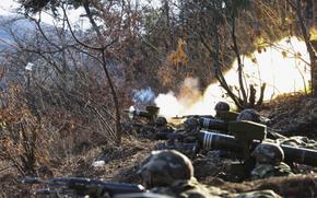 North Korean troops are shown at an undisclosed military base.