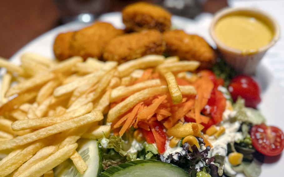 A closeup of food served at a movie theater complex in Nuremberg,