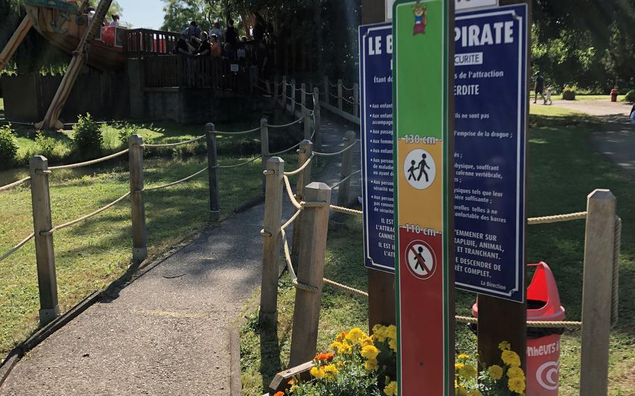 A measuring stick at the entrance of each ride at Didiland in Morsbronn-les-Bains, France, determines whether children are tall enough to ride alone, with an adult or not at all.