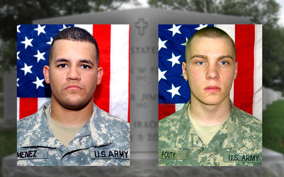 Pictures of Staff Sgt. Alex Jimenez, left, and Spc. Byron Fouty