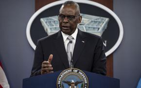 Secretary of Defense Lloyd J. Austin III conducts a press briefing at the Pentagon in Washington, D.C., Feb. 1, 2024. (DoD photo by U.S. Navy Petty Officer 1st Class Alexander Kubitza)