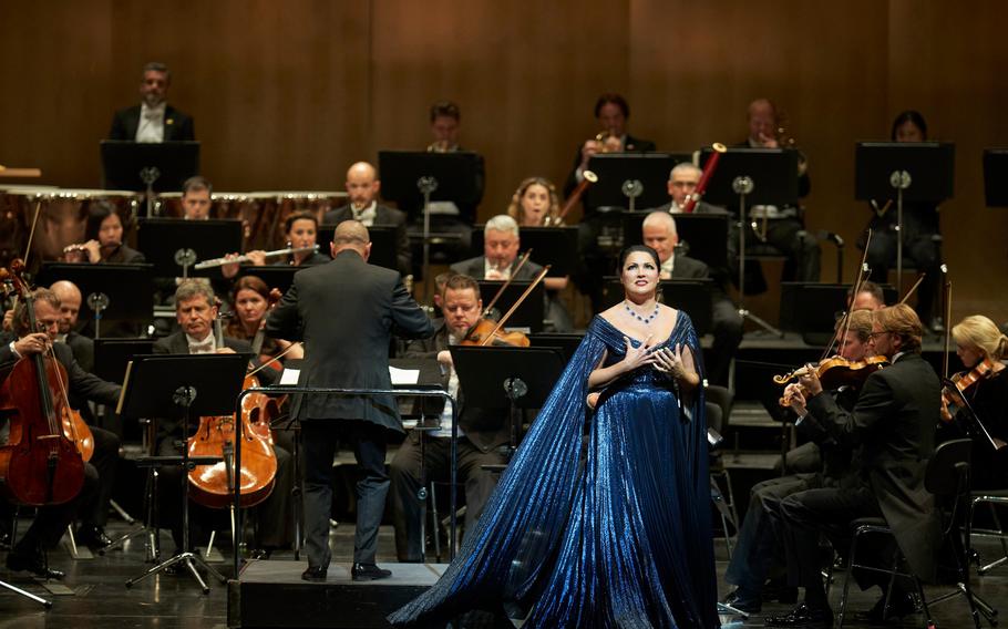 Russian soprano Anna Netrebko performs at the Festspielhaus Baden-Baden in Baden-Baden, Germany, on July 22, 2023. Netrebko, one of opera’s biggest stars, sued the Metropolitan Opera and its general manager Friday, alleging discrimination when the company dropped her after Russia invaded Ukraine.