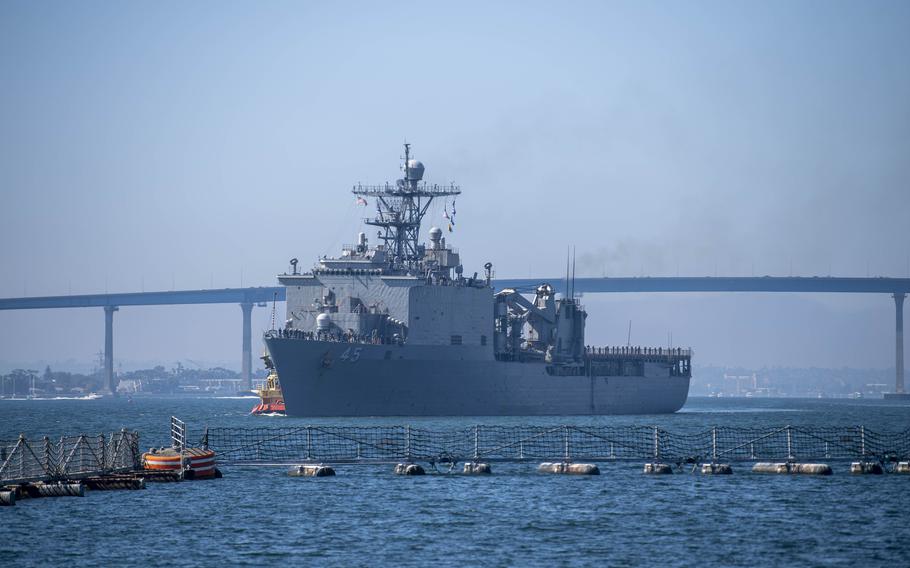 USS Comstock returns to homeport Naval Base San Diego.