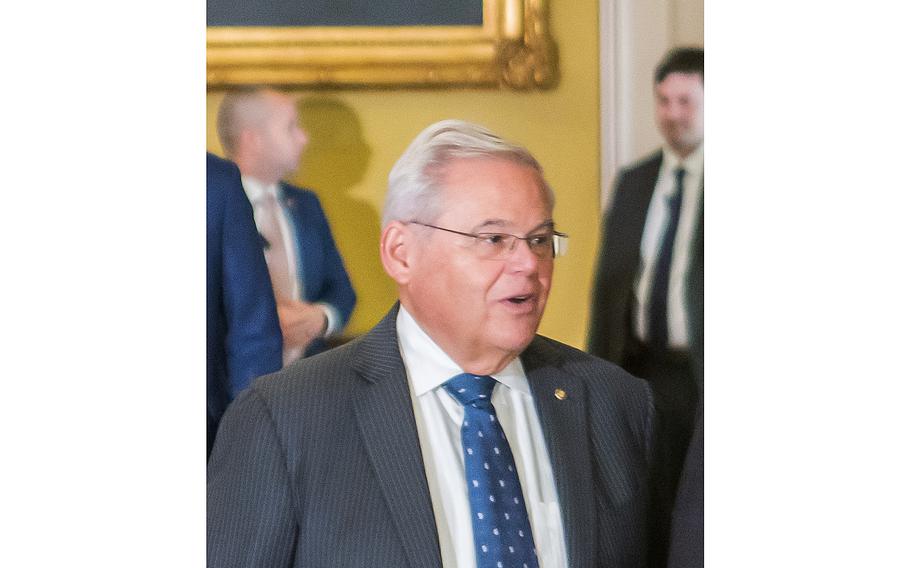 Sen. Bob Menendez, D-N.J., heads to the Senate Chamber on Sept. 21, 2023. 