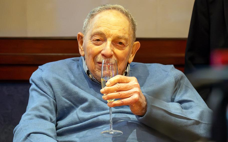 World War II veteran Norman Jay Green celebrates his 100th birthday at the New Sanno Hotel in Tokyo, Nov. 22, 2024.