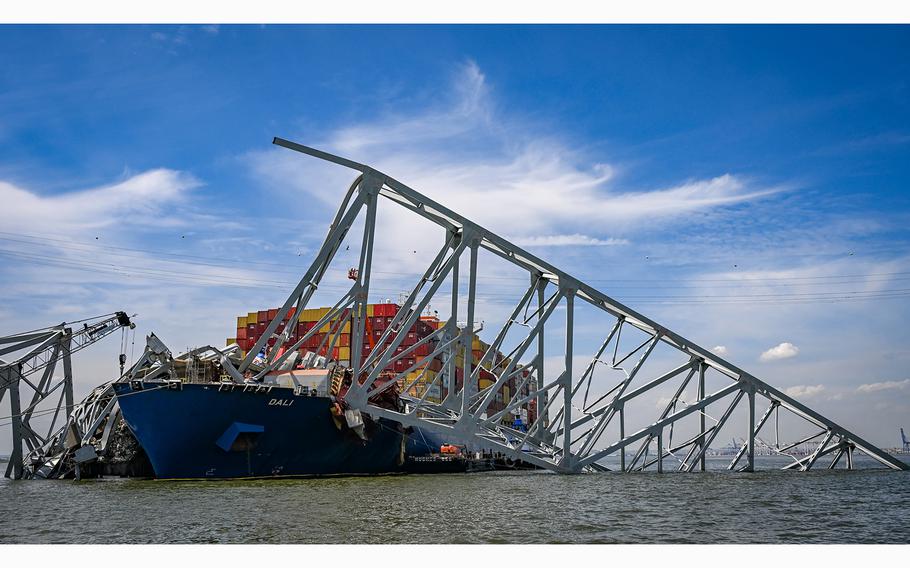 Salvage efforts continue as workers make preparations to remove the wreckage of the Francis Scott Key Bridge from the container ship Dali five weeks after the catastrophic collapse. 