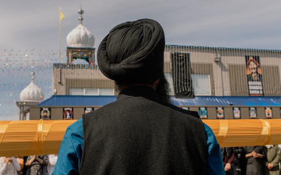  Memorial posters for members of the Sikh Nation including Hardeep Singh Nijjar, who was killed at the Guru Nanak Gurdwara. MUST CREDIT: Alana Paterson for The Washington Post