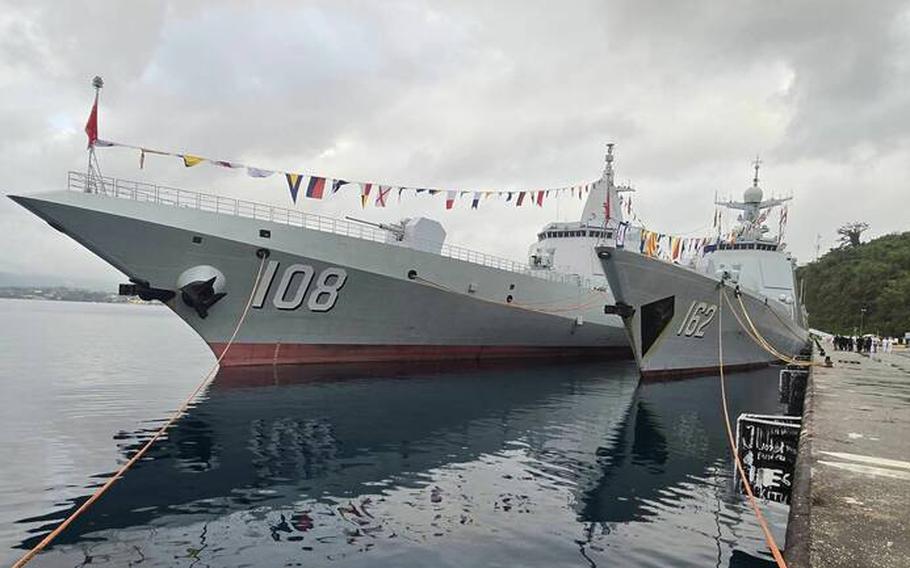 Chinese warships in Port Vila, Vanuatu.