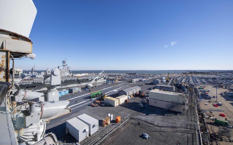 The USS Dwight D. Eisenhower prepares to get underway