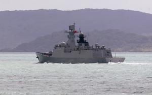 A ship sails past the Australian coast.