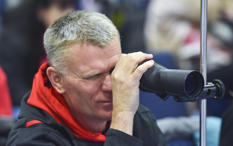 William Conley looks at a target.