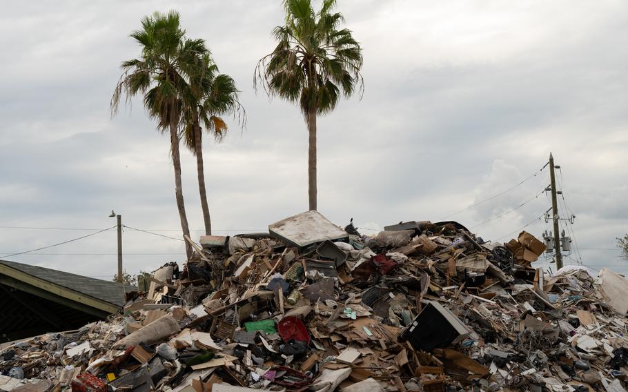 An enormous pile of debris in Treasure Island, Fla.