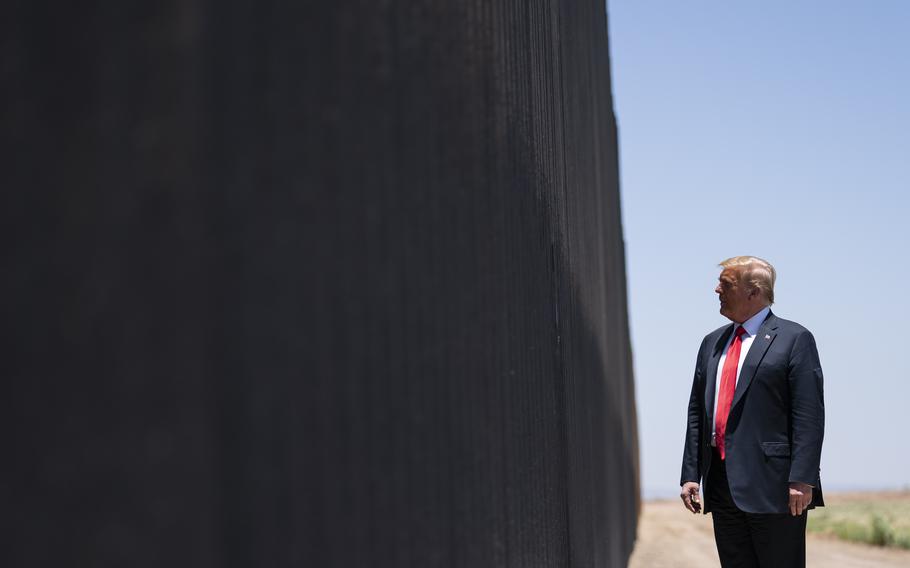 Then-President Donald Trump tours part of a border wall in Arizona, June 23, 2020.