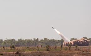 U.S. Soldiers from 1st Battalion, 3rd Field Artillery Regiment, 17th Field Artillery Brigade launch the Army Tactical Missile System (ATACMS) from the M142 High Mobility Artillery Rocket System (HIMARS) in Delamere, Northern Territory, Australia in support of Talisman Sabre 2023 on July 27, 2023. Talisman Sabre is the largest bilateral military exercise between Australia and the United States advancing a free and open Indo-Pacific by strengthening relationships and interoperability among key allies and enhancing our collective capabilities to respond to a wide array of potential security concerns. (U.S. Army photo by Sgt. 1st Class Andrew Dickson)