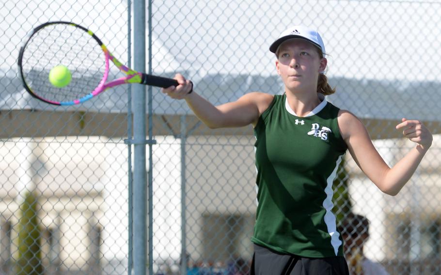 Teagan PenDell plays tennis.