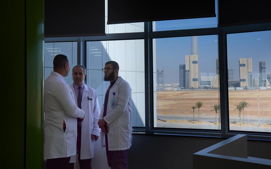 The hospital’s general manager, Ramzy Mounir Abdelazim, with other physicians, outside the neonatal unit.