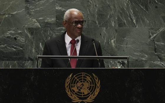 The president of Haiti's transitional presidential council, Edgard Leblanc Fils, addresses the 79th session of the United Nations General Assembly, Thursday, Sept. 26, 2024, at U.N. headquarters. (AP Photo/Frank Franklin II)