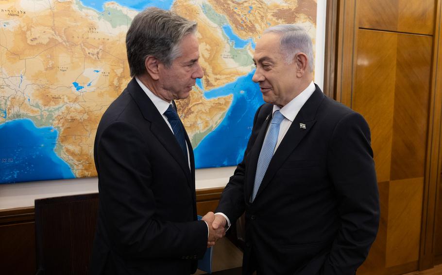 U.S. Secretary of State Antony Blinken meets with Israeli Prime Minister Benjamin Netanyahu in Tel Aviv on Aug. 19, 2024.