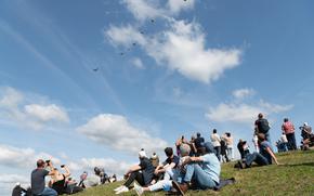 Spectators watch parachutists outside Eerde, Netherlands, on Tuesday, Sept. 17, 2024, to mark 80 years since the start of Operation Market Garden.