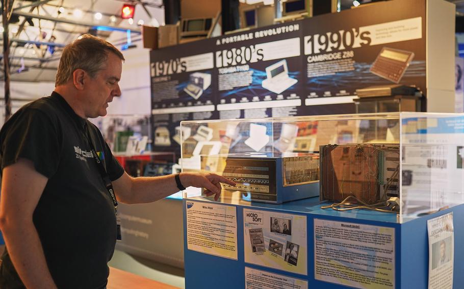 Adrian Paige-Mitchell of the Center for Computing History in Cambridge, England, talks about the museum display showing the first model of at-home computer. The exhibits there highlight the lineage and progression of the everyday electronic technology we use today. 