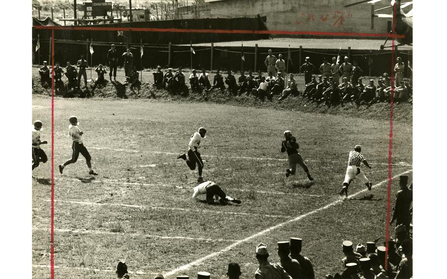 The 1st Cavalry Division football team plays a game in South Korea in 1958