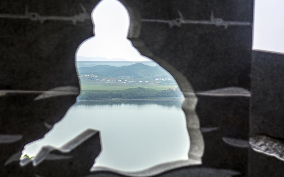 A view of North Korea from Odusan Unification Observatory at Paju, South Korea, Aug. 14, 2024.