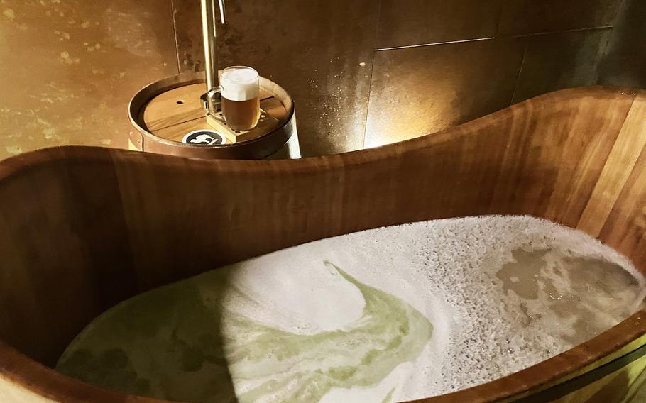 Patrons can enjoy beer fresh from the tap while relaxing in Purkmistr's famous beer bath, which is said to rejuvenate the skin. The microbrewery in Pilsen, Czech Republic, also has a restaurant and a spa hotel for leisure.