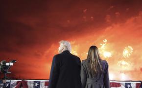 President-elect Donald Trump, Melania Trump and family watch fireworks at Trump National Golf Club, Saturday, Jan. 18, 2025, in Sterling, Va. (AP Photo/Alex Brandon, Pool)