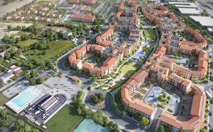 An artists rendering shows the completed $500 million housing project in Vicenza, Italy, which will provide 478 new homes for Army families by 2028. The development will feature a mix of apartments, townhouses and single-family homes, according to Army officials.
