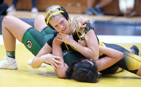 Kadena's Brooke Brewer pinned Kubasaki's Esmeralda Menoles in 2:02 at 145 pounds.