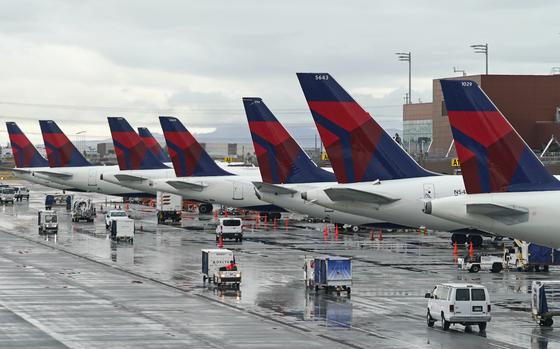 FILE - Delta planes sit at their gates on June 13, 2022, at Salt Lake City International Airport, in Salt Lake City. (AP Photo/Rick Bowmer, File)