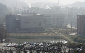 A hazy view of the Wuhan Institute of Virology.