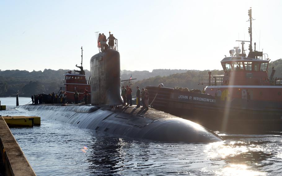 The USS Hyman G. Rickover at Naval Submarine Base New London in Groton, Conn., in October 2023.