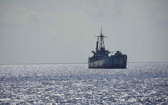 Philippine navy ship BRP Sierra Madre is seen at the Second Thomas Shoal, locally known as Ayungin Shoal, at the South China Sea, April 23, 2023. A Chinese vessel and a Philippine supply ship collided near the disputed Spratly Islands in the South China Sea on June 17, 2024.