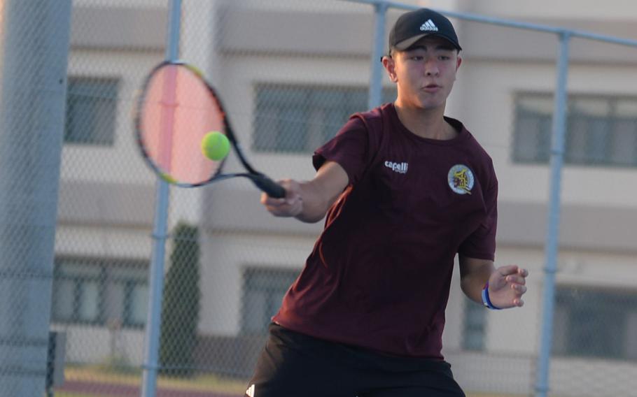 Junior Ren Spinosi is a soccer player at heart, but was recruited to play tennis for Matthew C. Perry.